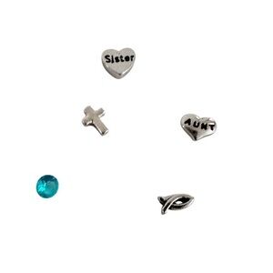 Origami Owl Floating Charms Sister Cross Aunt Blue Stone Ichthys Authentic